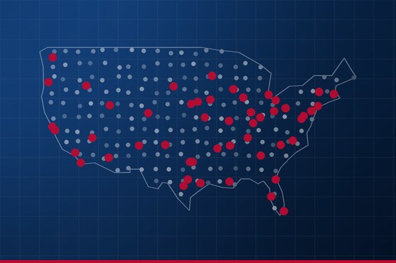 Coverage map of the continental United States